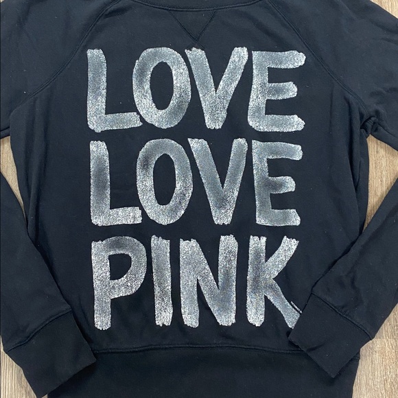 PINK Victoria’s Secret Black Crewneck Sweatshirt - Picture 2 of 5